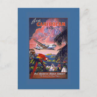 Flygningen i Västindien Vintage resor Poster på ko Vykort