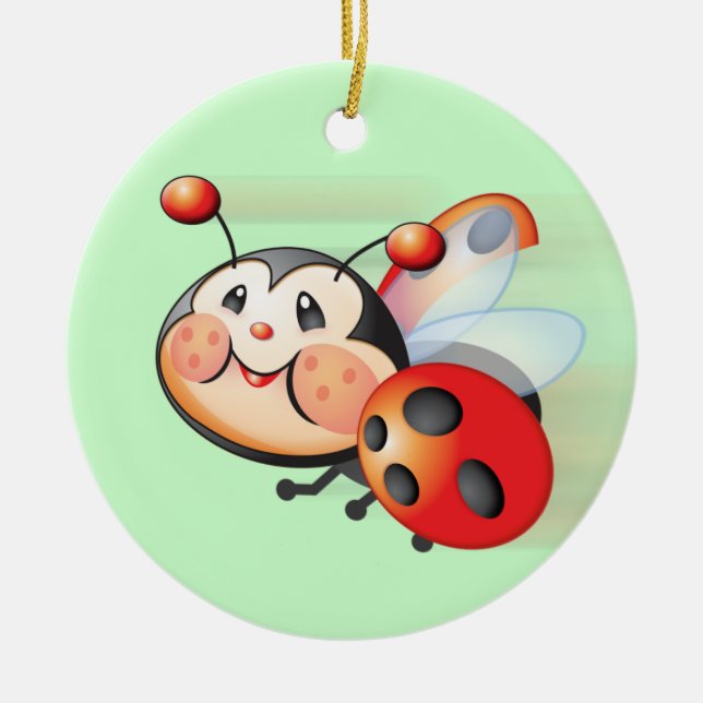 Flygnyckelpigaprydnad Julgransprydnad Keramik (Framsidan)