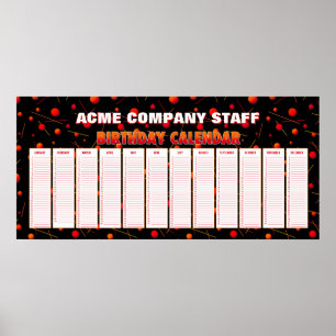 Flygområden Perpetual Birthday Calendar Poster