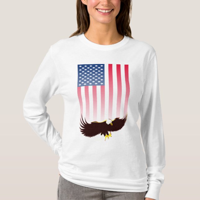 Flygörn och amerikanska flaggan tee (Framsida)