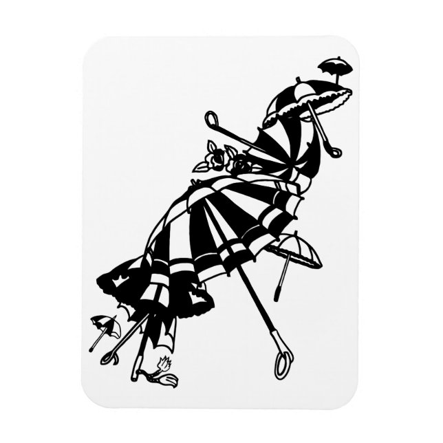 flygparasoler Paraplyas Bläck art Illustration Magnet (Vertikal)