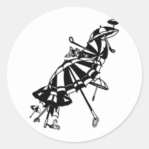 flygparasoler Paraplyas Bläck art Illustration Runt Klistermärke