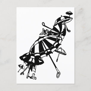 flygparasoler Paraplyas Bläck art Illustration Vykort