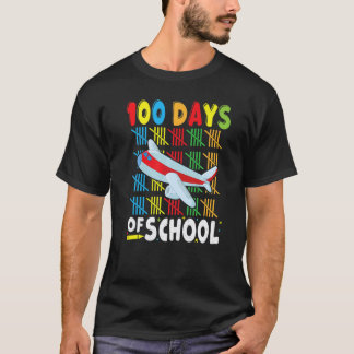 Flygplan 100 dagar i skolan för lärare pojkar flic t shirt