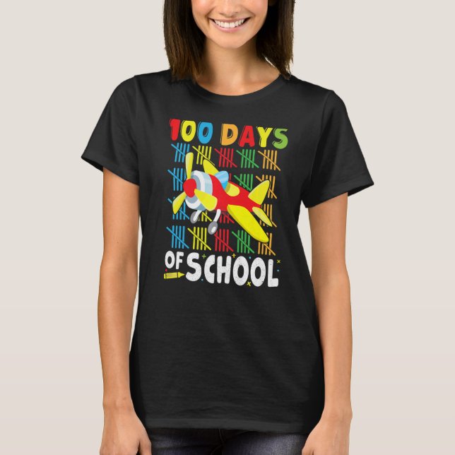 Flygplan 100 dagar skolapparat för lärare B T Shirt (Framsida)