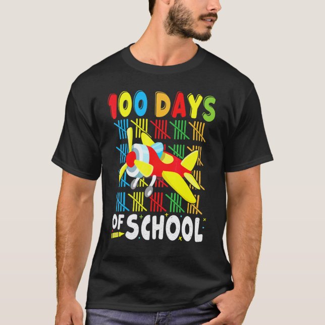 Flygplan 100 dagars skolförkläde för lärare B T Shirt (Framsida)