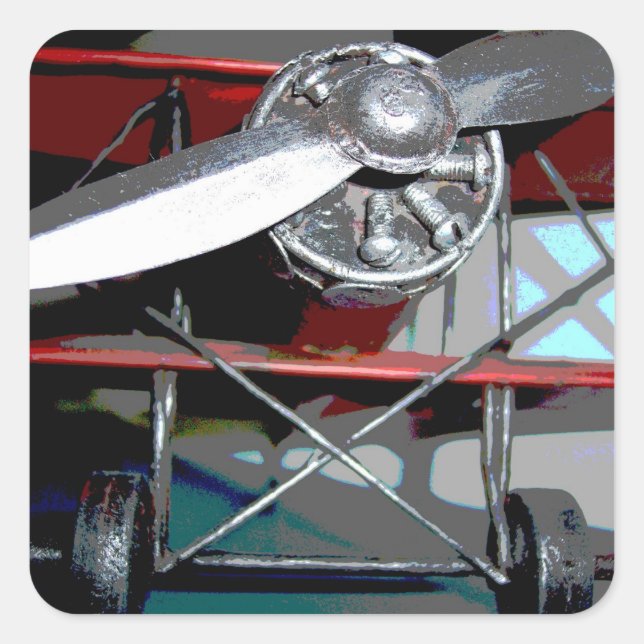 Flygplan 2 fyrkantigt klistermärke (Framsida)