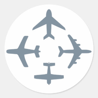Flygplan 4 Sticker Runt Klistermärke