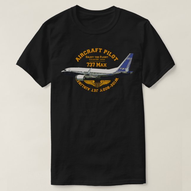 Flygplan 737 Max WideBody Jet T Shirt (Design framsida)