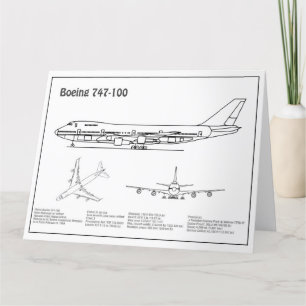Flygplan 747 - Flygplan BD för blåkopia i Teckning Tack Kort