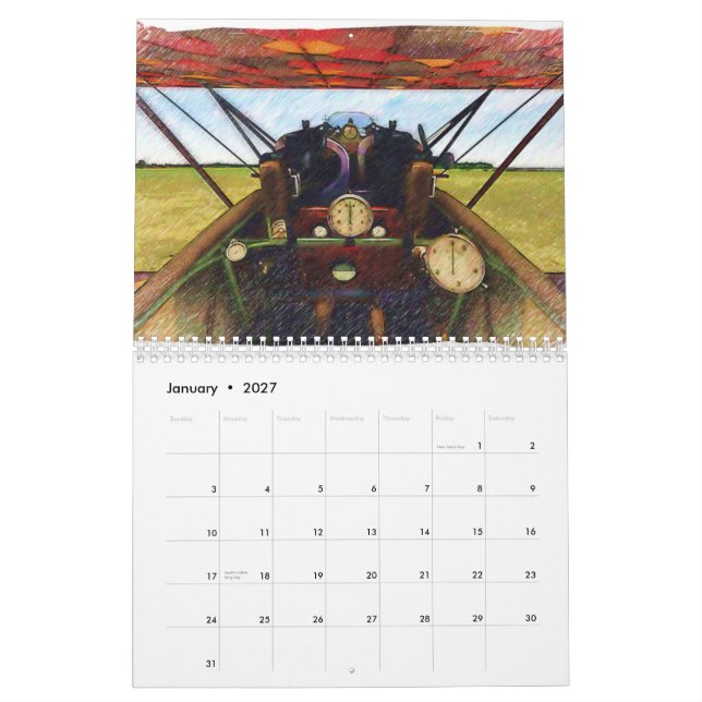 Flygplan av WWI Kalender (Jan 2027)