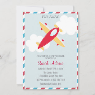 Flygplan Babyskor inbjudan Blue Red