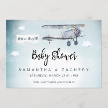 *~* Flygplan Banner Vintage Clouds Pojke Shower