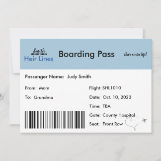 Flygplan Biljett-Gravidens meddelande till familje Inbjudningar
