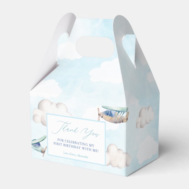 Flygplan Blå himmel White Clouds Baptism födelseda Presentaskar (Framsidan Sidan)