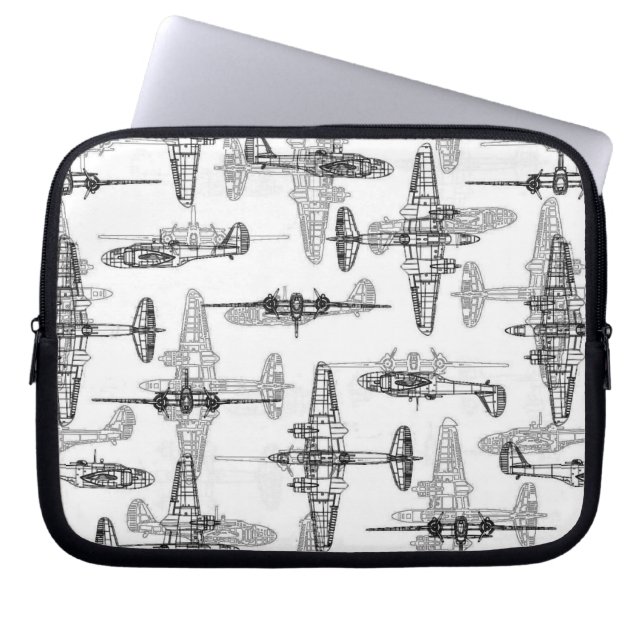 Flygplan Blåavtryck 1 Neoprene Laptop sleeve (Framsidan)