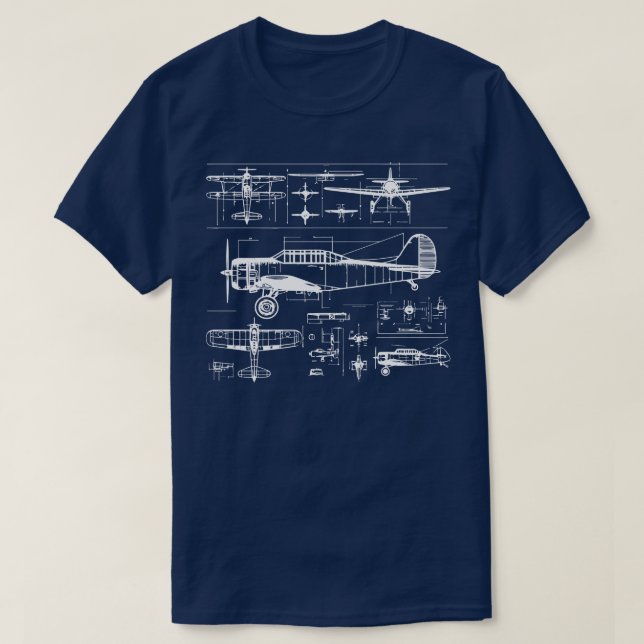 flygplan-blåkopia t shirt (Design framsida)