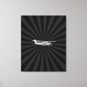 Flygplan Cessna Silhouette Flies Black Burst Canvastryck