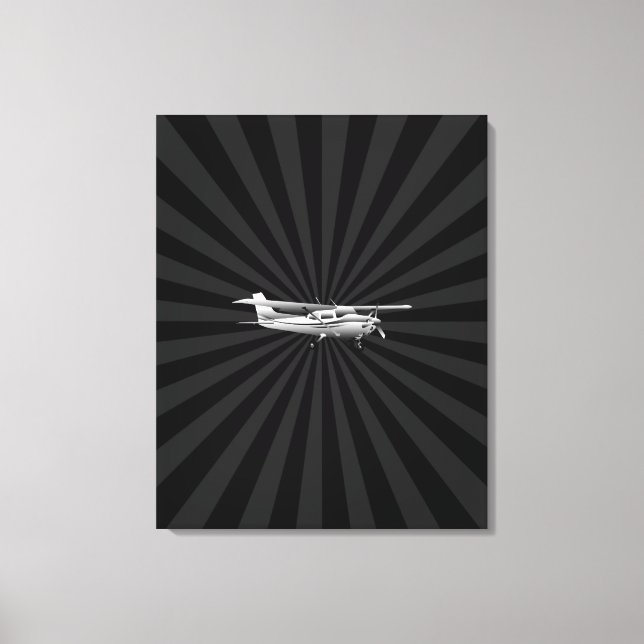 Flygplan Cessna Silhouette Flies Black Burst Canvastryck (Framsida)