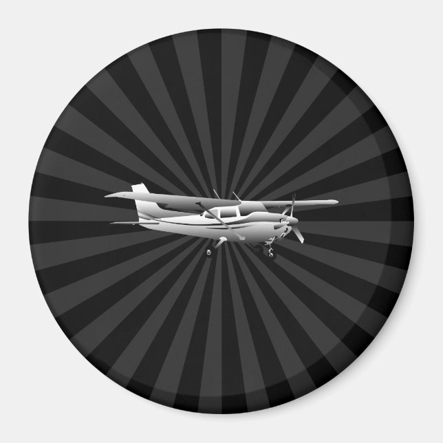 Flygplan Cessna Silhouette Flies Black Burst Magnet (Framsidan)