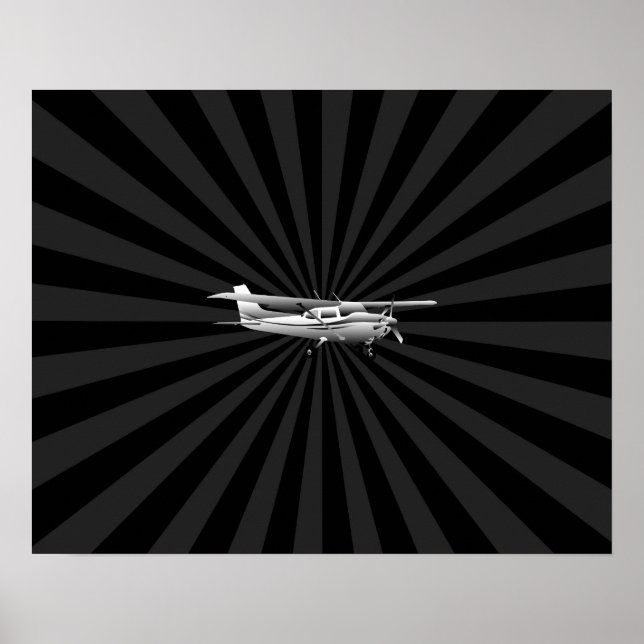 Flygplan Cessna Silhouette Flies Black Burst Poster (Framsidan)