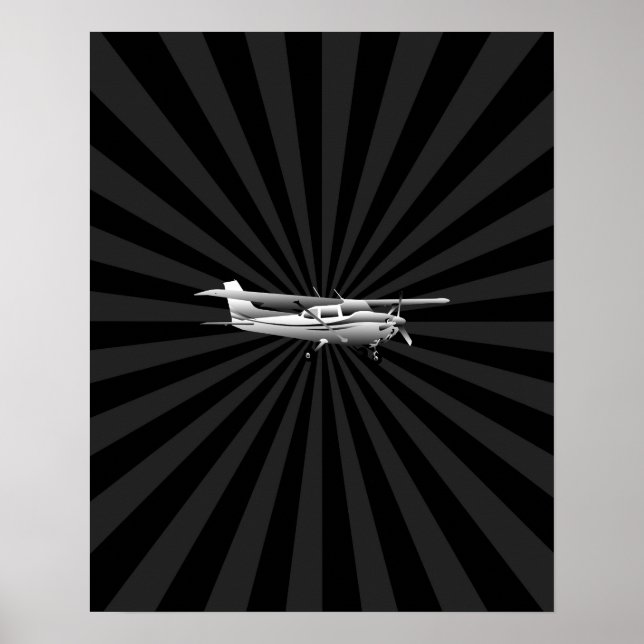 Flygplan Cessna Silhouette Flies Black Burst Poster (Framsidan)