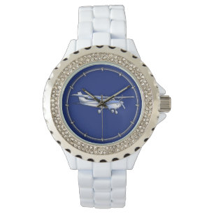 Flygplan Chrome Cessna Silhouette som flyger på Bl Armbandsur