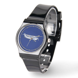 Flygplan Chrome Cessna Silhouette som flyger på Bl Armbandsur
