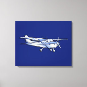 Flygplan Chrome Cessna Silhouette som flyger på Bl Canvastryck