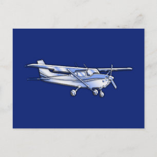 Flygplan Chrome Cessna Silhouette som flyger på Bl Vykort