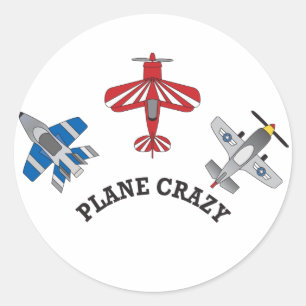 Flygplan Crazy Runt Klistermärke