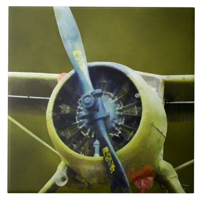 Flygplan - DeHavilland U-6A Beaver Kakelplatta (Framsidan)