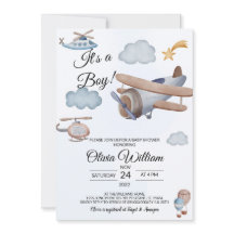 Flygplan Det är en pojkbabyinbjudan.