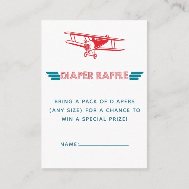 Flygplan Diaper Raffle Biljett Tilläggskort (Framsida)