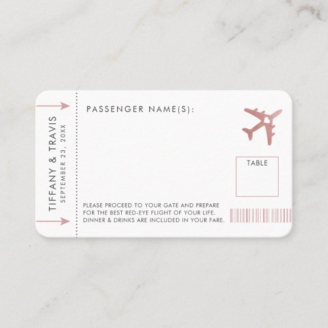 Flygplan-eskort för påstigningspass för rosa vid B Placeringskort (Framsida)