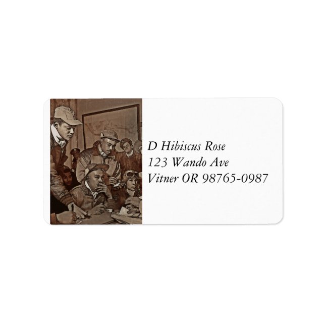 Flygplan får sina order adressetikett (Framsidan)