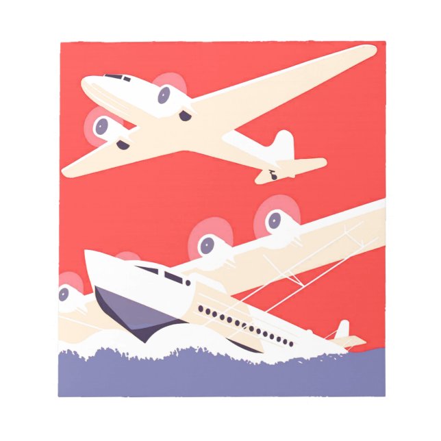 Flygplan flygande vintage WPA färgglad Anteckningsblock (Framsida)