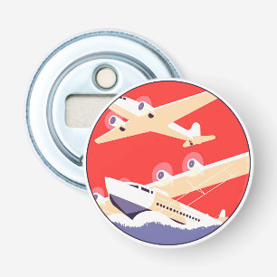 Flygplan Flyger Vintage WPA Färgglad Flasköppnare
