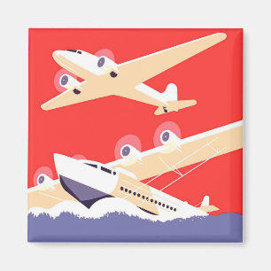 Flygplan Flyger Vintage WPA Färgglad Magnet