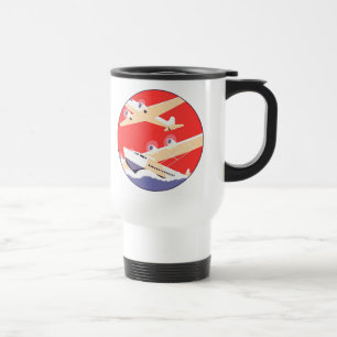Flygplan Flyger Vintage WPA Färgglad Resemugg