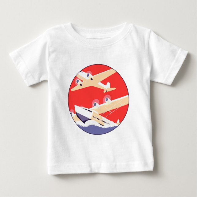 Flygplan Flyger Vintage WPA Färgglad T Shirt (Framsida)