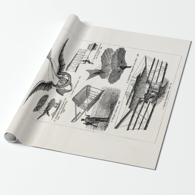 Flygplan för Airships för vintageflygplanflygplan Presentpapper (Utrullad)