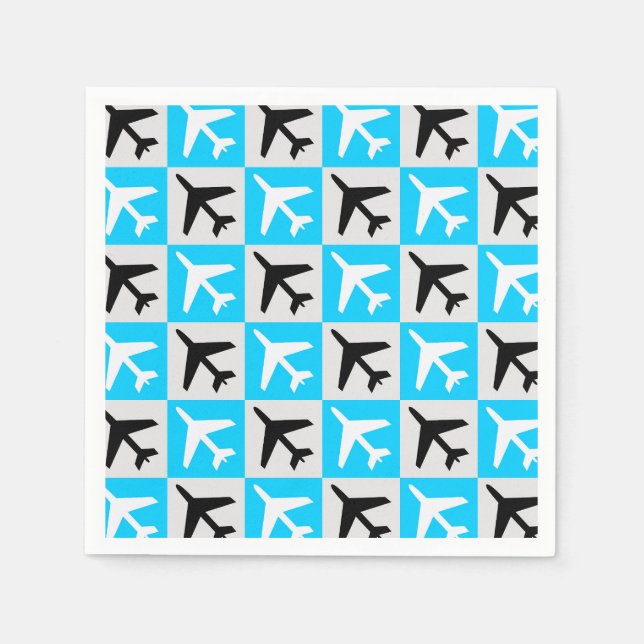 Flygplan för Jet för Geometric Blue White Aviation Pappersservett (Framsidan)