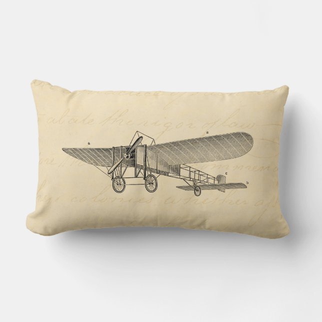 Flygplan för stötta för vintagepropellerflygplan lumbarkudde (Framsida)