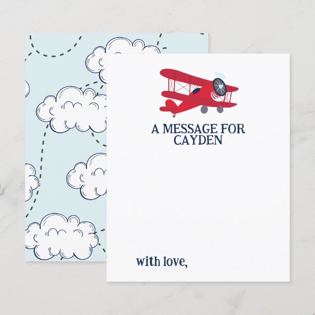 Flygplan Första Födelsedag Tidskapsel Meddelande K (Fram/baksida)