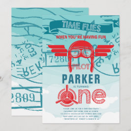 Flygplan Första Födelsedagsfesten Inbjudningar