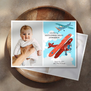 Flygplan Foton Nyfödd bebis-meddelande Inbjudningar