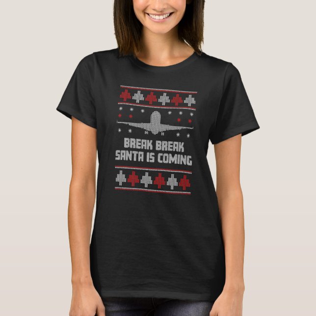 Flygplan Fula Jultröja Santa Pilot Kristus T Shirt (Framsida)