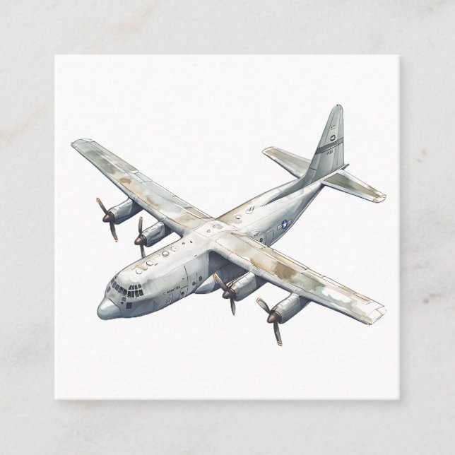 Flygplan Fyrkantigt Visitkort (Framsida)