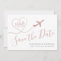 Flygplan Heart Rosa Cute Destinationsbröllop